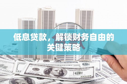 芦溪低息贷款，解锁财务自由的关键策略
