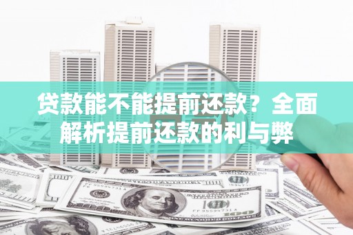 芦溪贷款能不能提前还款？全面解析提前还款的利与弊