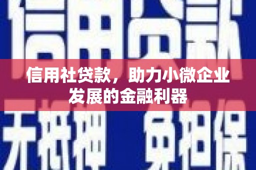 芦溪信用社贷款，助力小微企业发展的金融利器