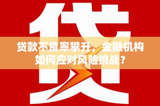 芦溪贷款不良率攀升，金融机构如何应对风险挑战？