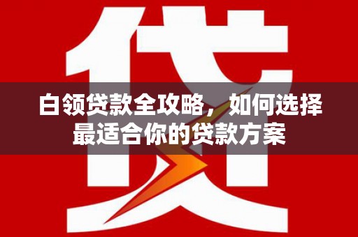 芦溪白领贷款全攻略，如何选择最适合你的贷款方案